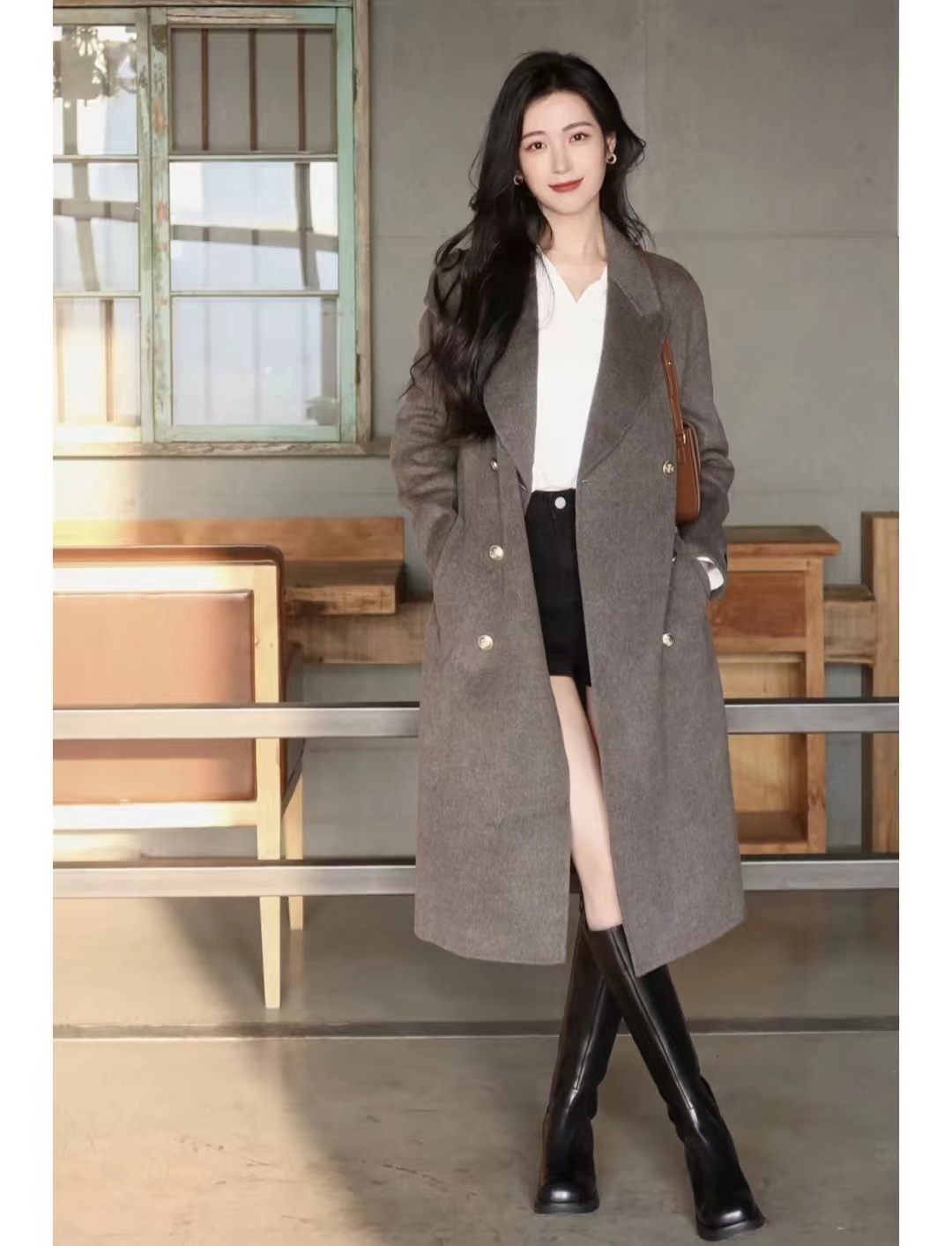 大衣搭长靴知性十足,大衣配阔腿裤让你气场翻倍