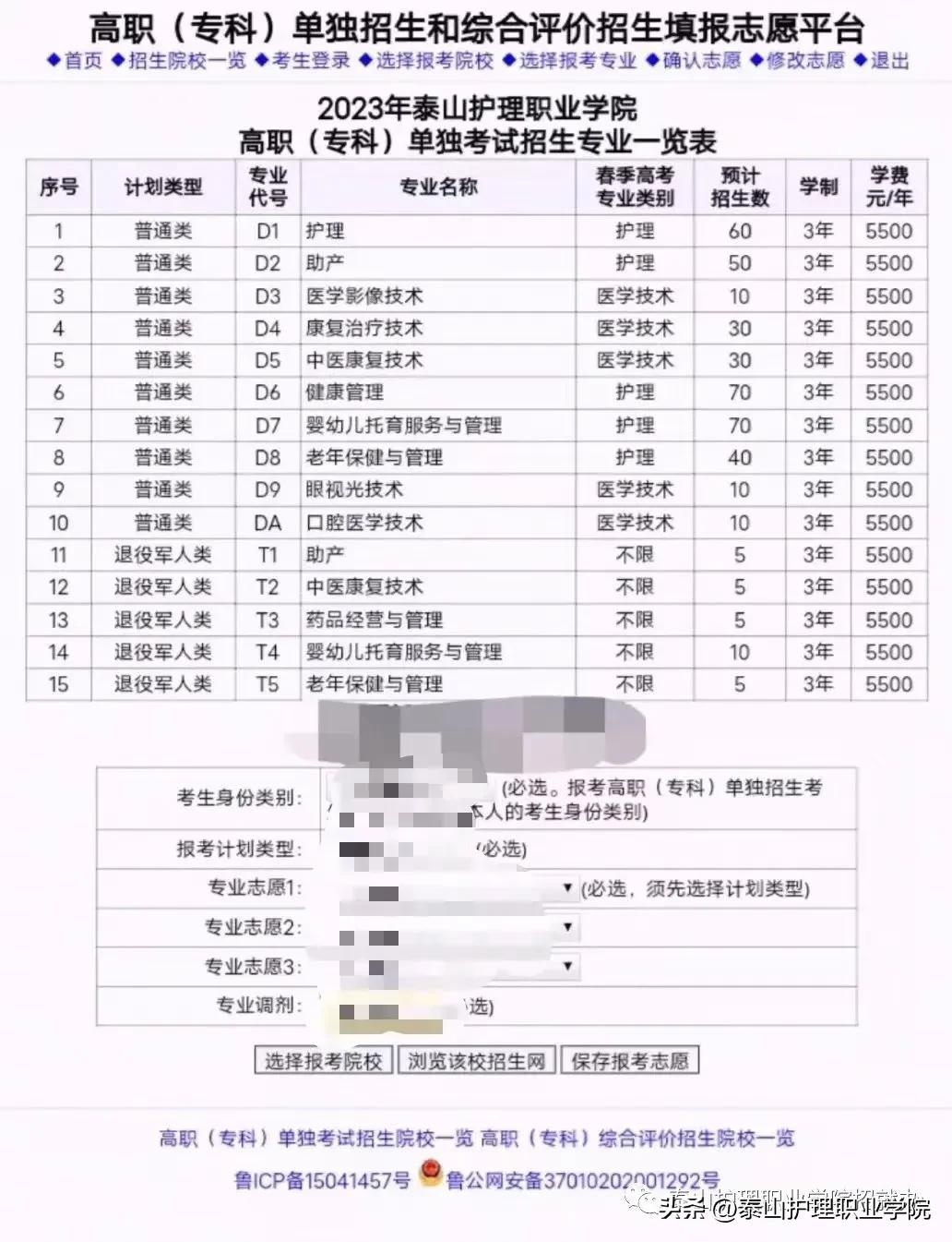 泰山护理职业学院单招护理考什么,泰山护理职业学院单招综评计划
