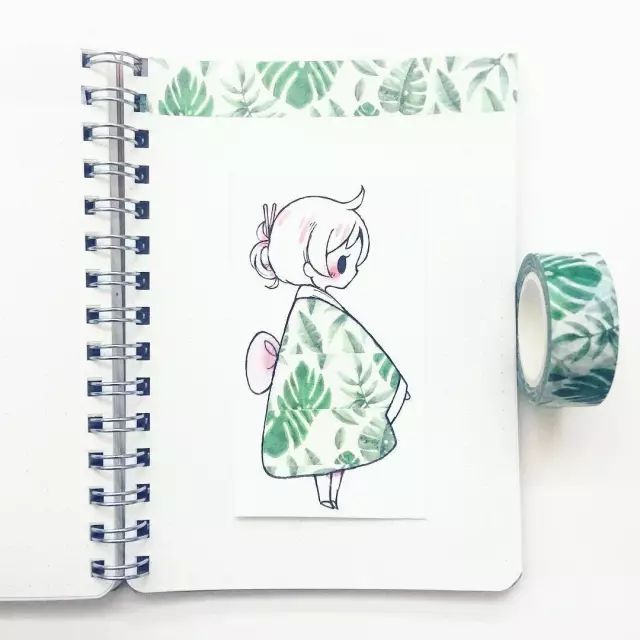 纸胶带做的小清新插画幼儿,胶带插画