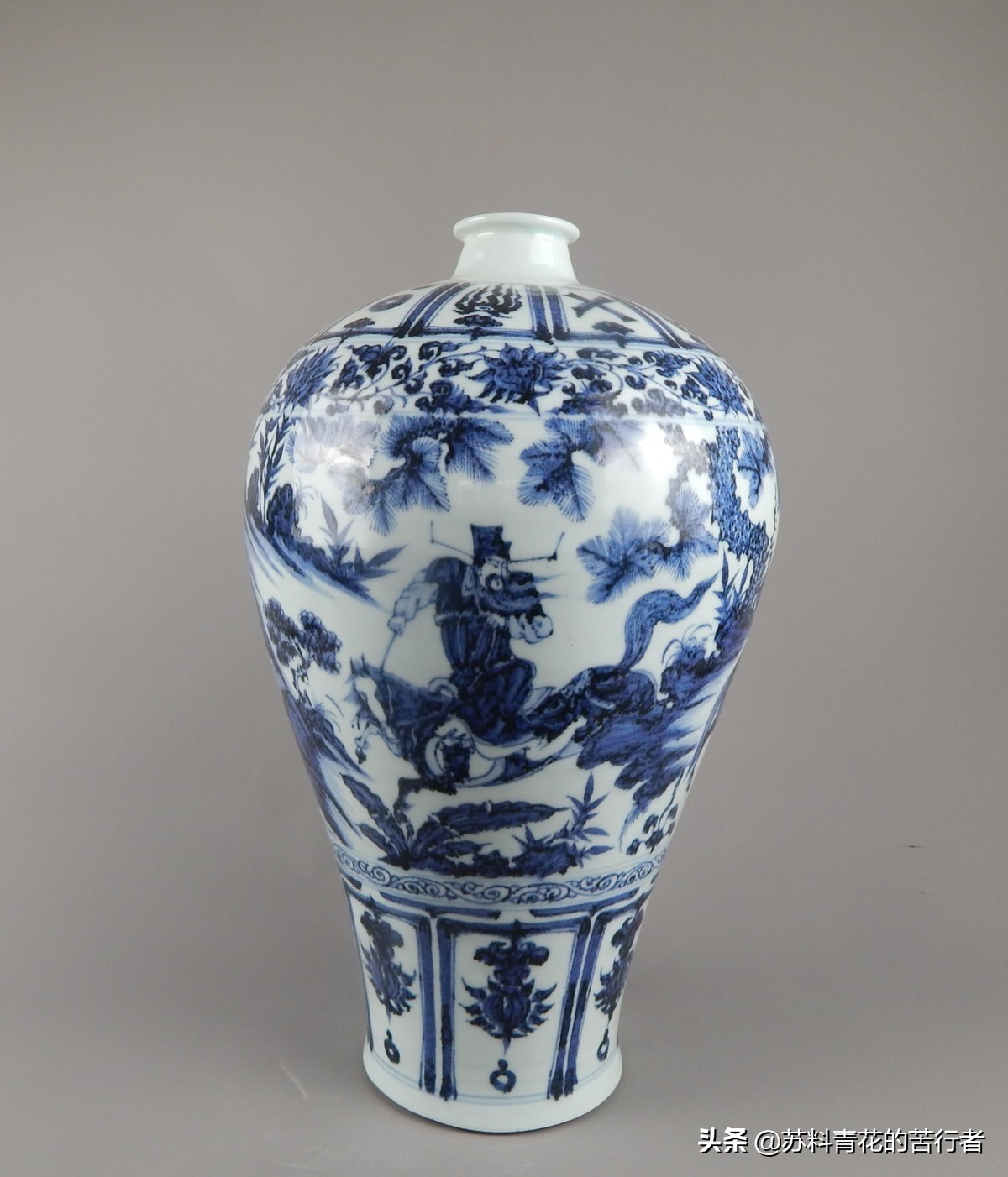 元青花萧何月下追韩信梅瓶全图,元青花萧何月下追韩信大梅瓶