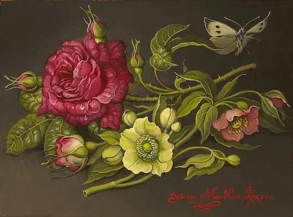 有关爱情的花鸟油画作品,北欧轻奢风格油画作品