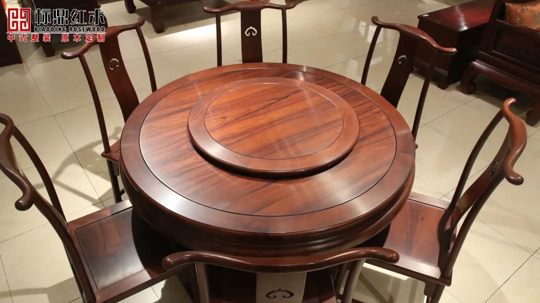 巴里黄檀千里江山圆餐桌介绍,苏阳红巴里黄檀圆餐桌价格