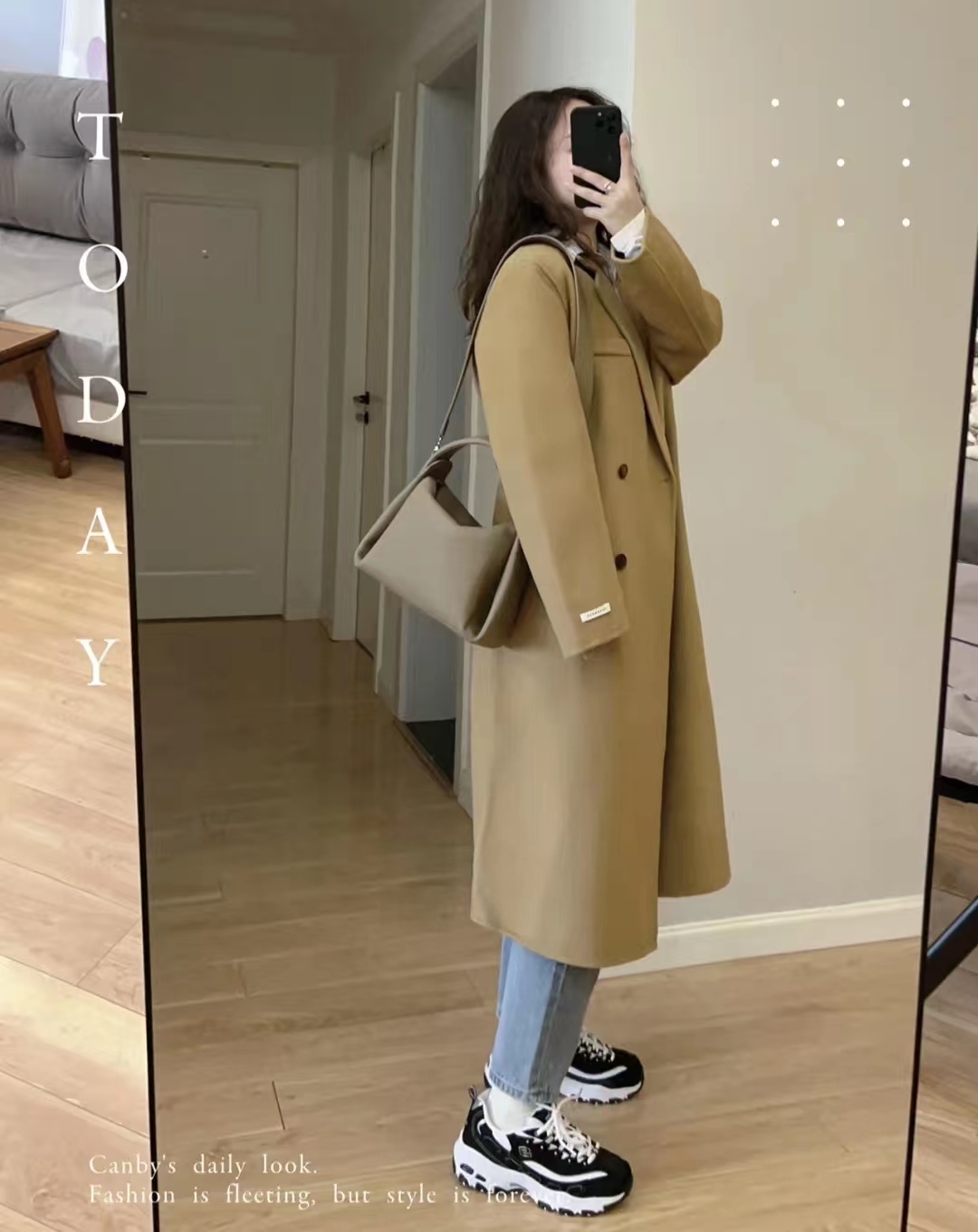 驼色浴袍大衣怎么搭配更高级,大衣棉服驼色穿搭女秋冬