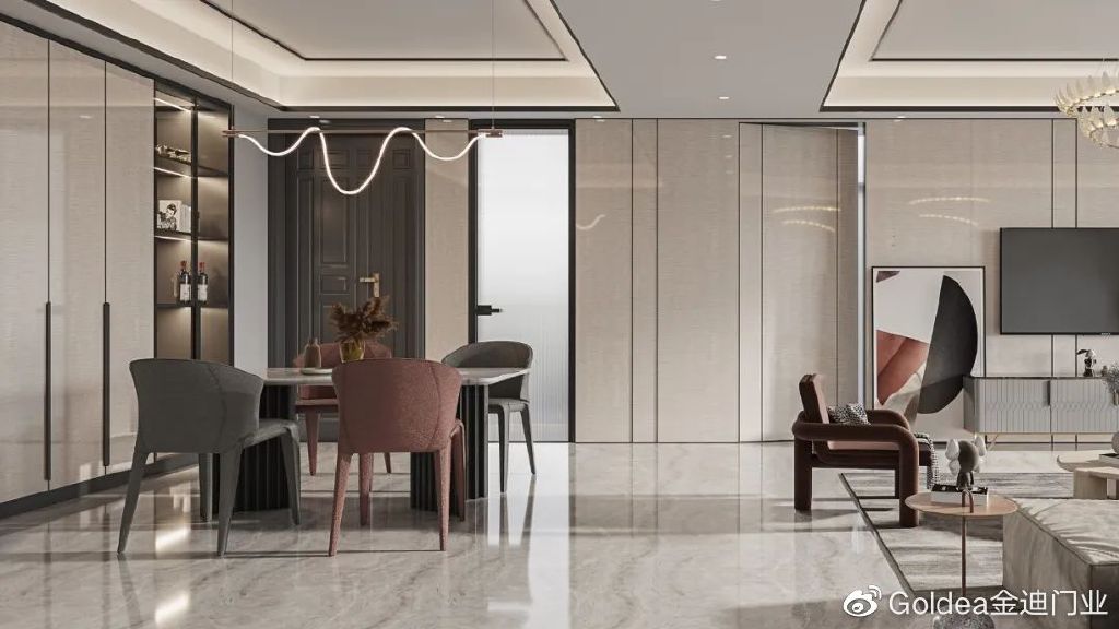 金迪木门全屋整装定制,现代门墙柜一体化设计推荐