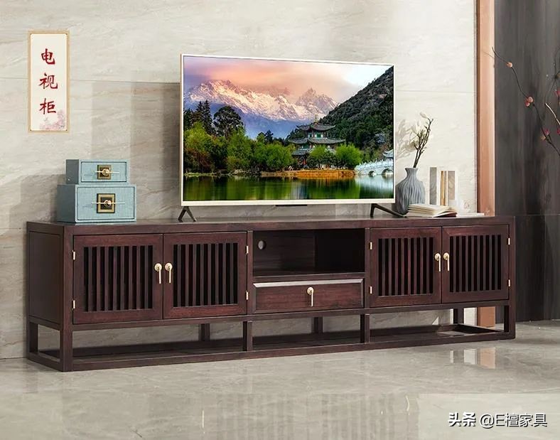 新中式电视柜两边放什么最好,新中式电视柜款式效果图