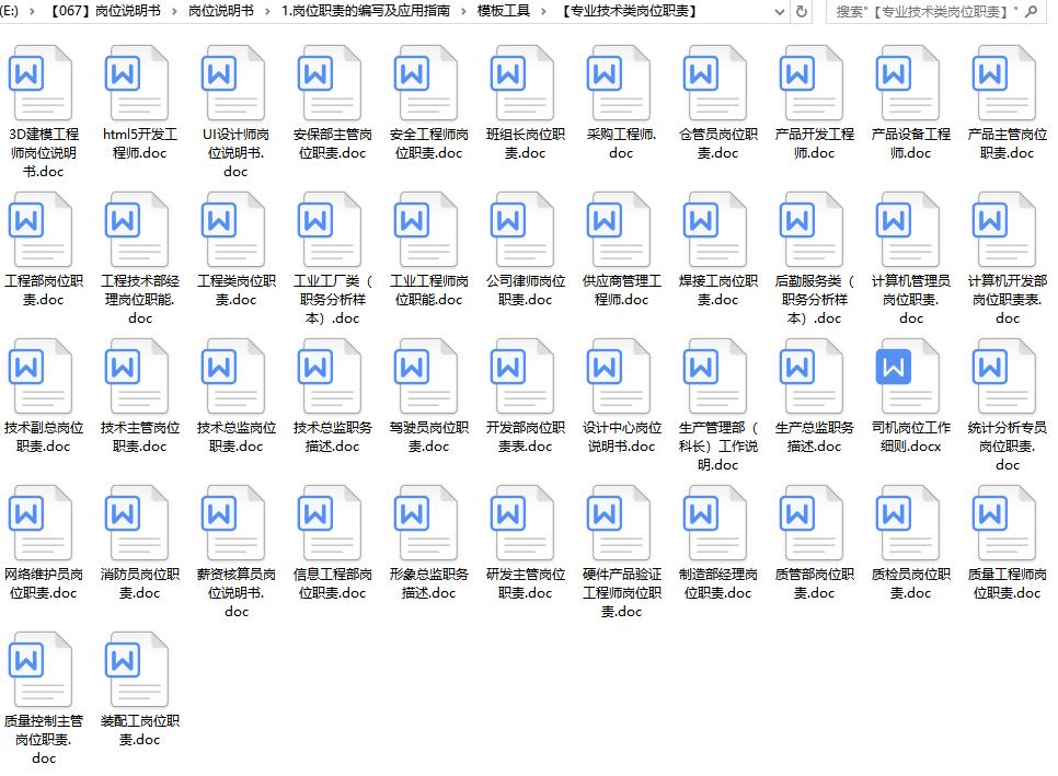 岗位说明书大全电子书,全岗位3000套模板