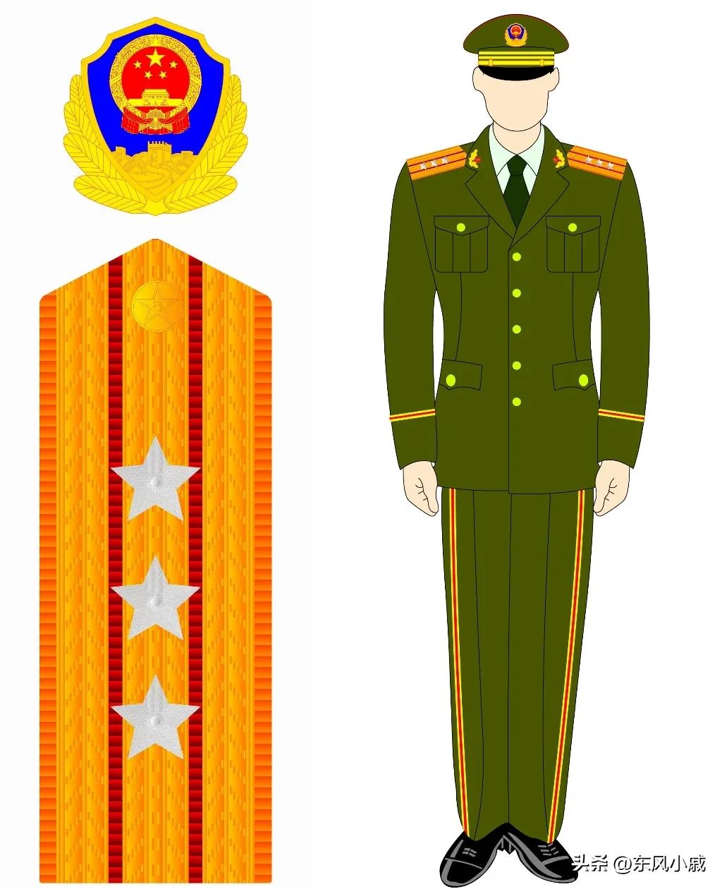 99式*警武**部队警衔，颜值最在线的一套军衔和军服