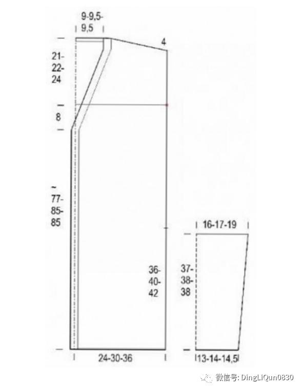 针织开衫中长款编织图,两种颜色的针织开衫编织教程
