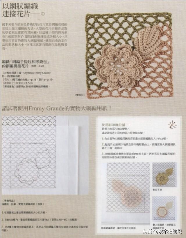 漂亮爱尔兰钩花配饰的网编手提包和零钱包包