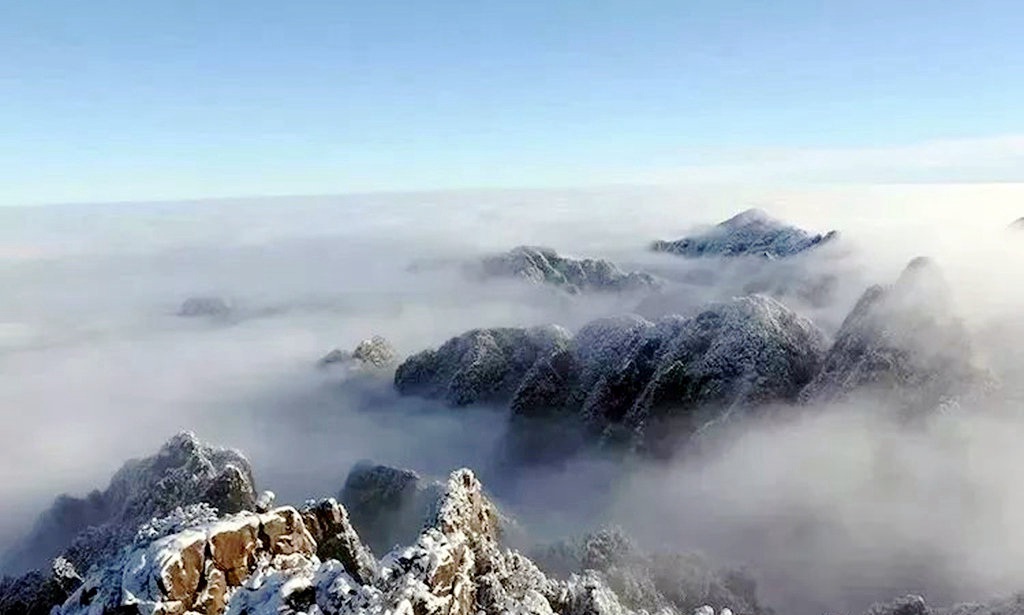 黄山日出自然人文地理摄影,黄山冬雪冬景