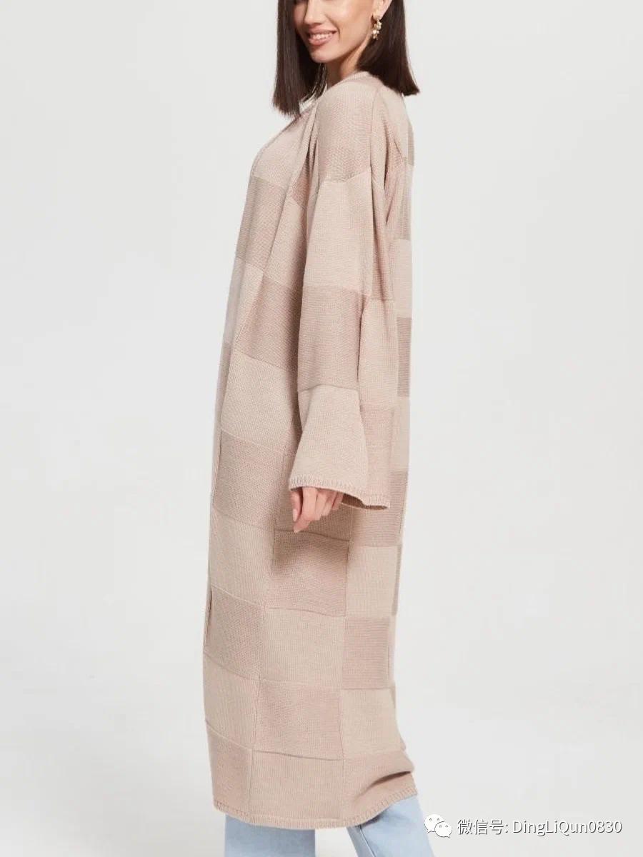 针织开衫中长款编织图,两种颜色的针织开衫编织教程
