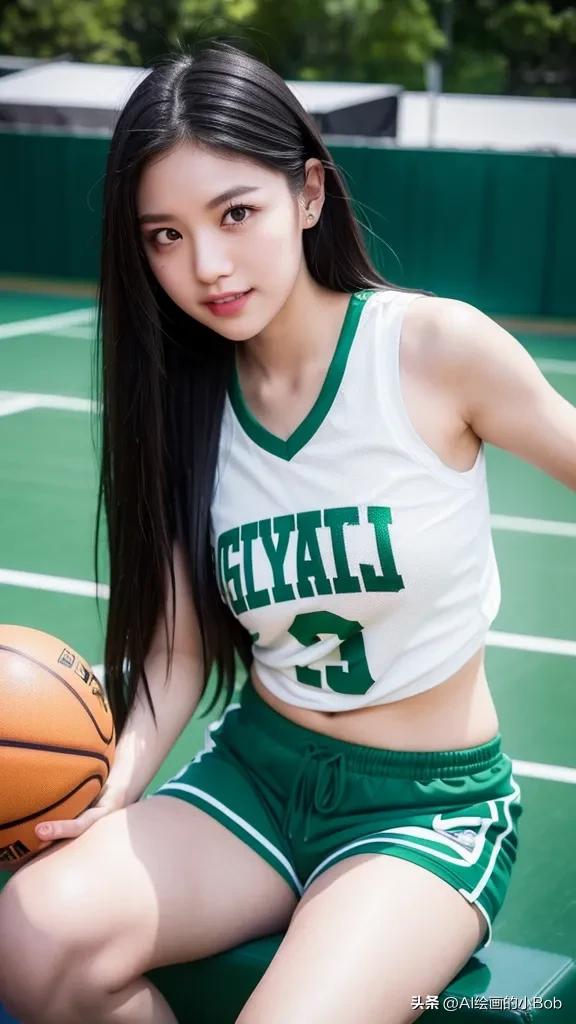 手中拿着篮球ai绘画,打篮球的男生和女生绘画教程