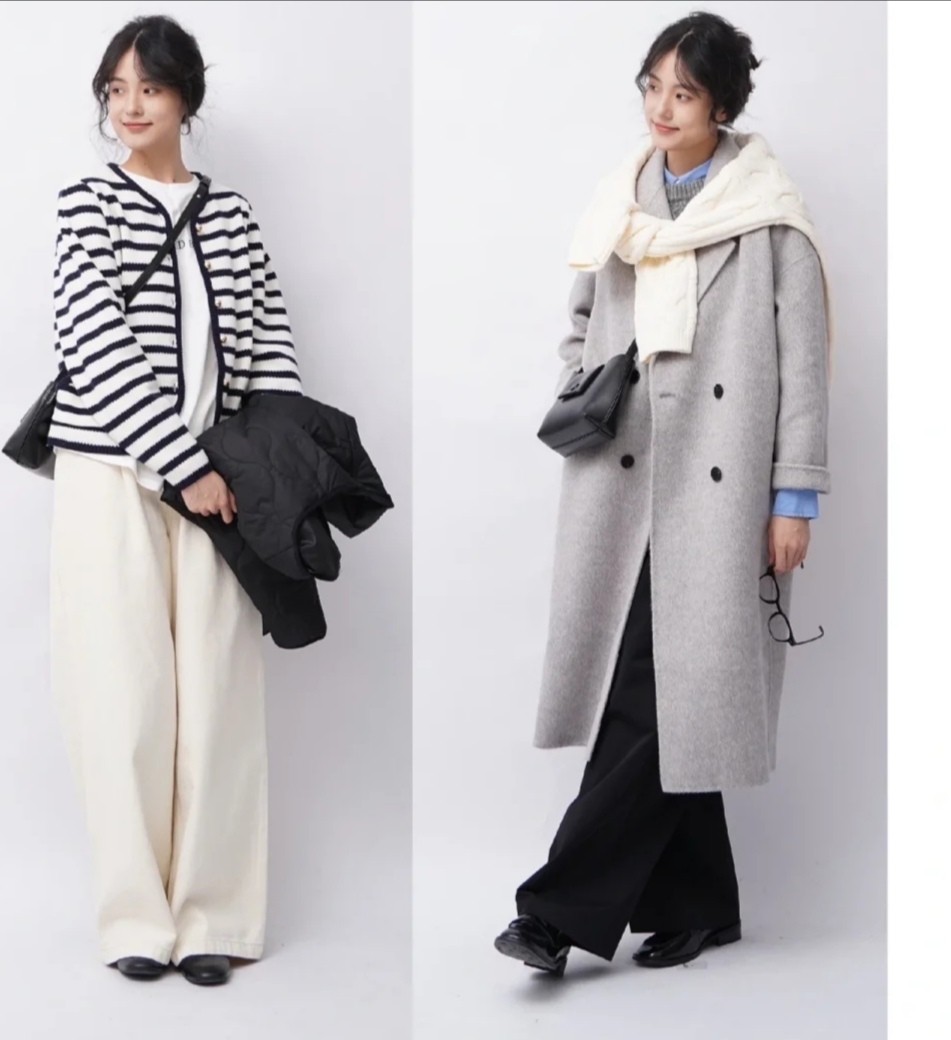 冬天长大衣搭配高级感,气质冬季穿搭长衣长裤
