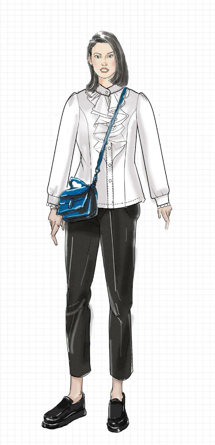 雪纺长袖裁剪图,女雪纺长袖衬衫裁剪图