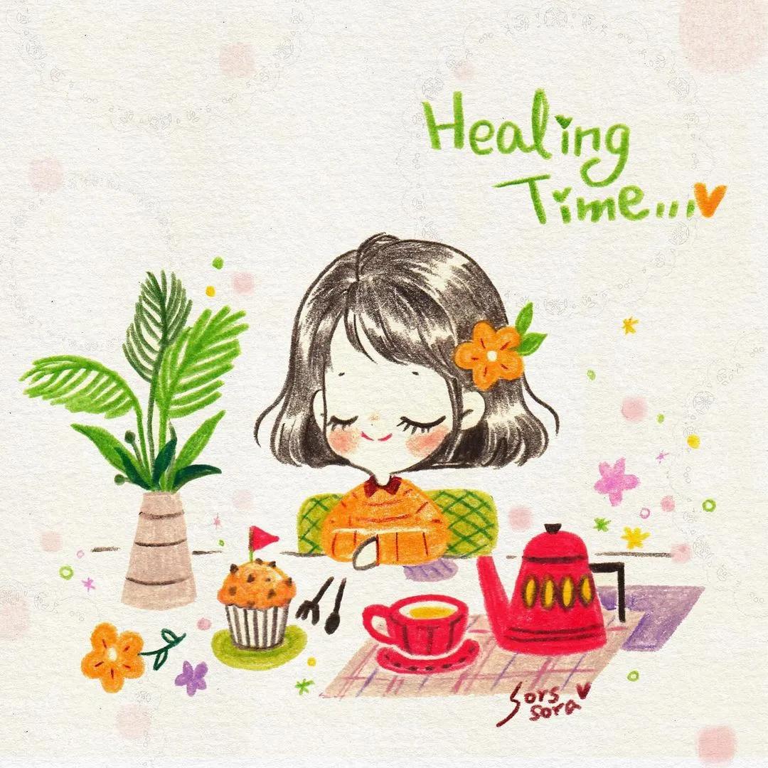 彩铅绘画7-15岁简笔画可爱又简单,可爱彩铅简笔画简单的少女