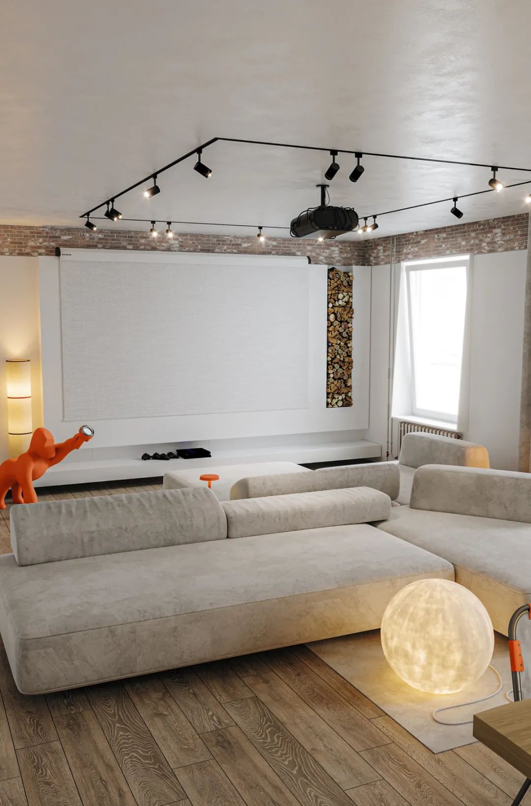 客厅背景墙收纳柜投影仪,50平米投影仪装修效果图大全