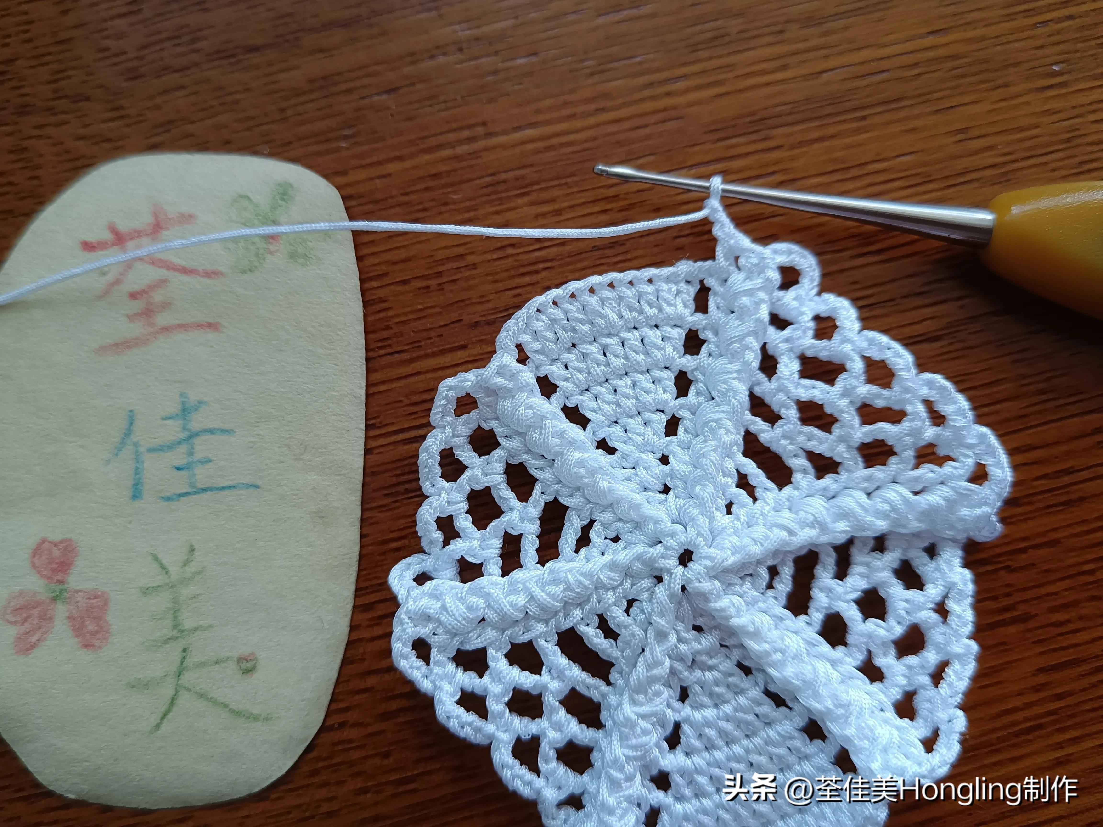 钩针钩织网格花样视频教程,钩针钩织菱形网格花样视频教程