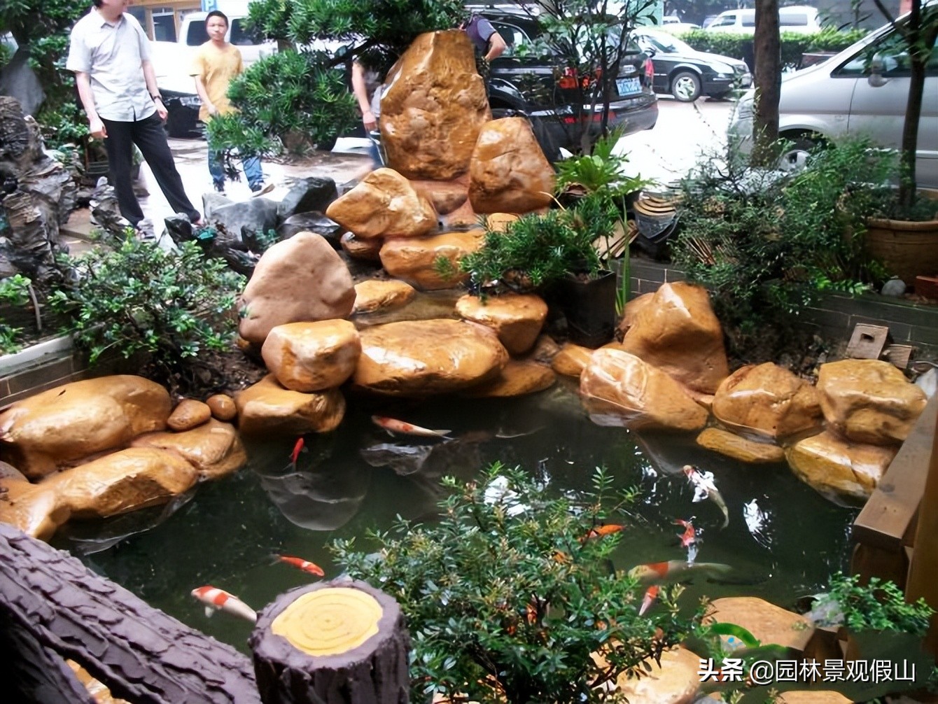 鱼池假山动手制作全过程,自己动手做室内假山鱼池