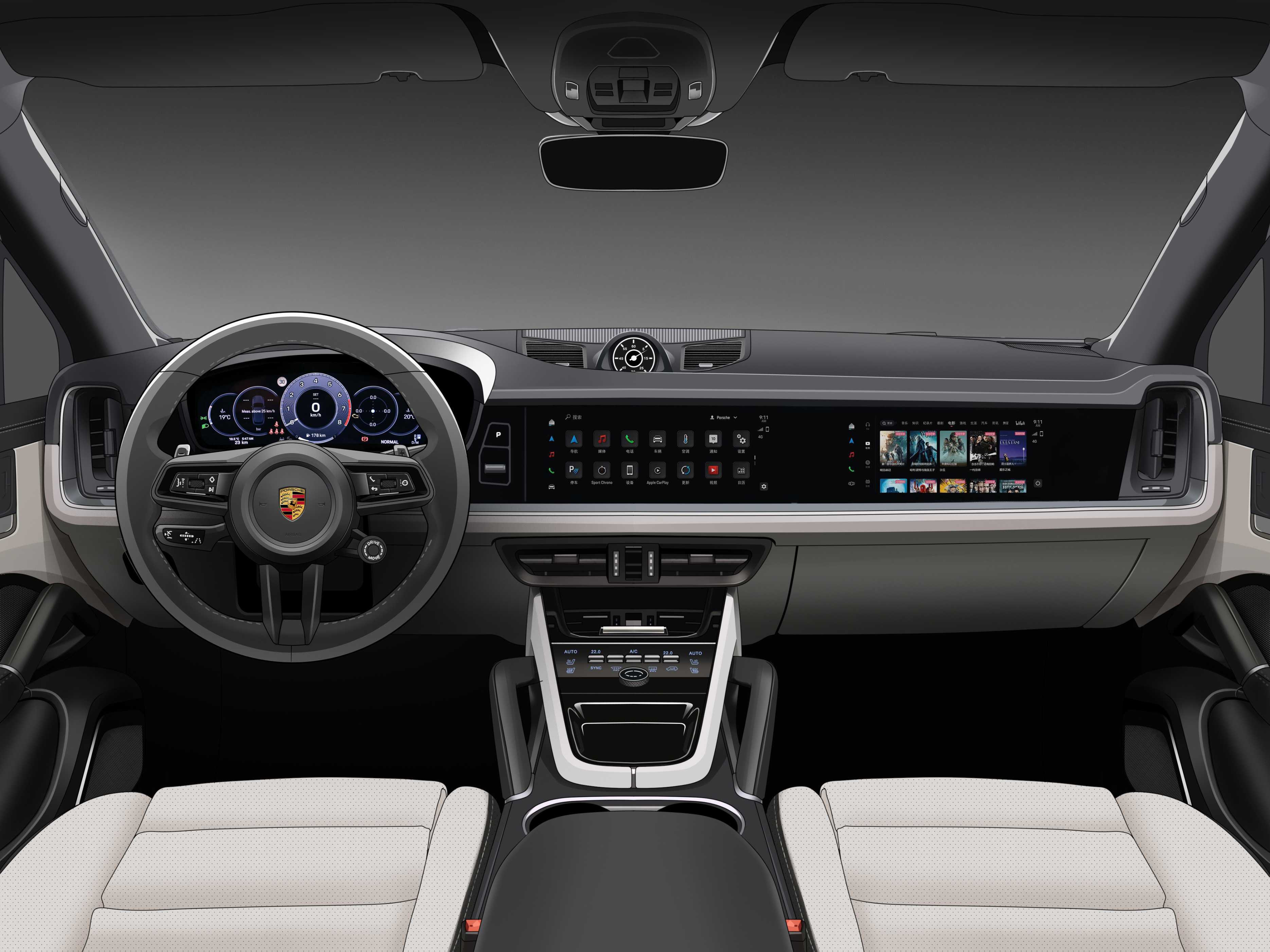 关关驾日|漫画日记卡宴也换三联屏了！新款内饰超级帅