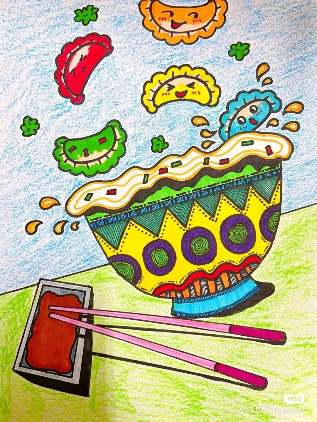 冬天吃的10种美食绘画,餐饮海报创意儿童绘画启蒙