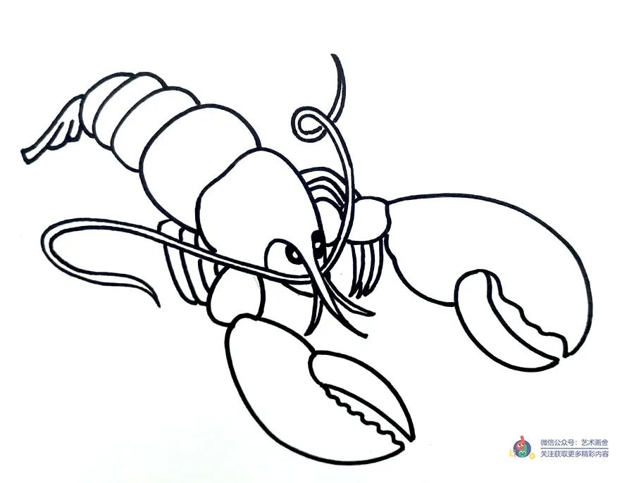 儿童画小龙虾怎么画,少儿美术创意画夏日小龙虾