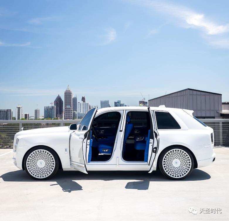 劳斯莱斯库里南蒂芙尼蓝外观,蒂芙尼蓝双拼珍珠白库里南