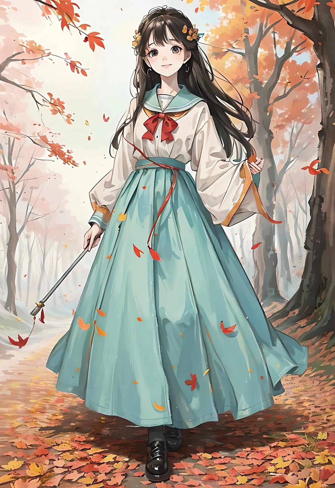 四月唯美插画,三月踏青插画