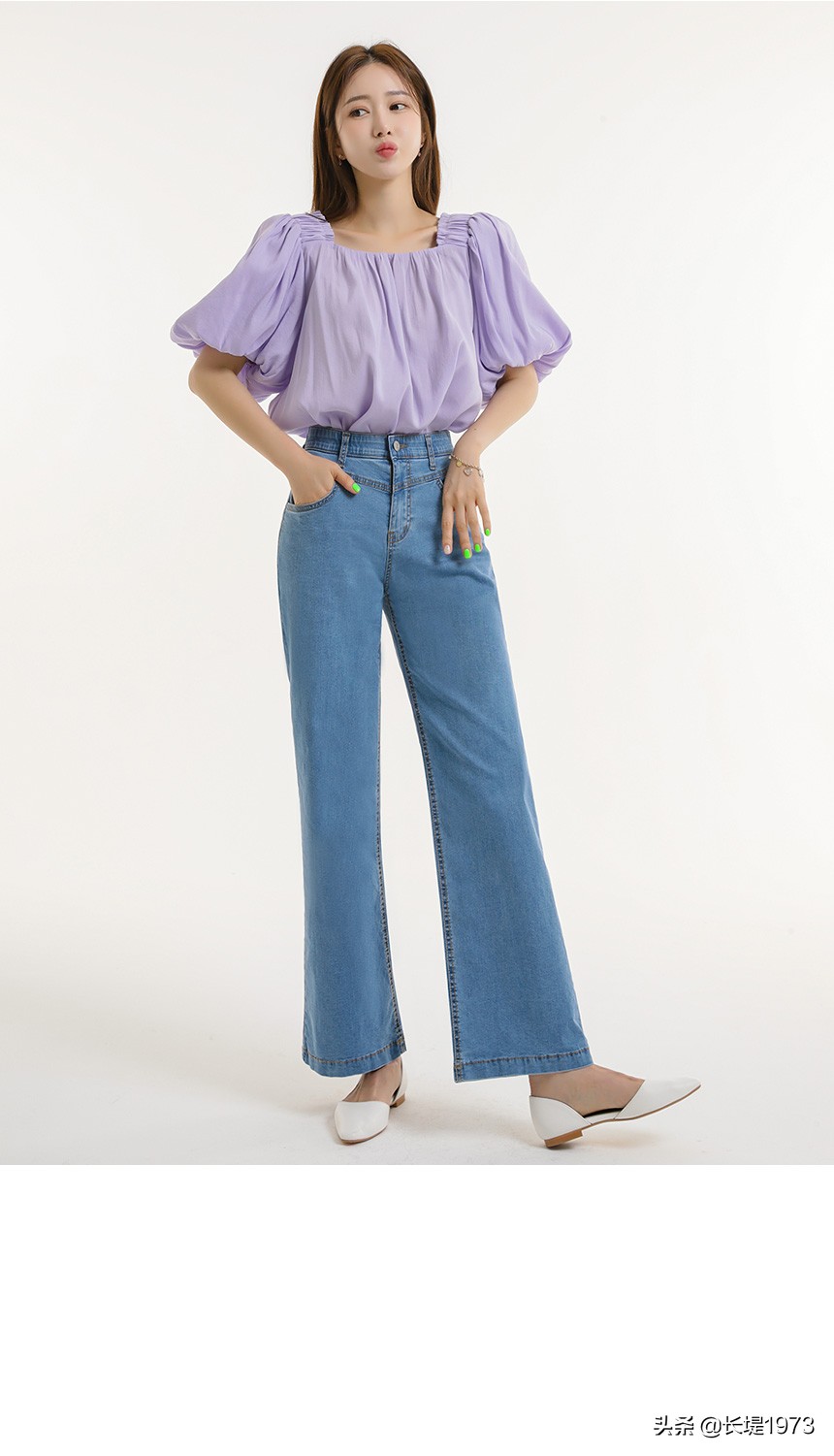 韩版t恤搭配阔腿牛仔裤,t恤别老是搭配牛仔裤