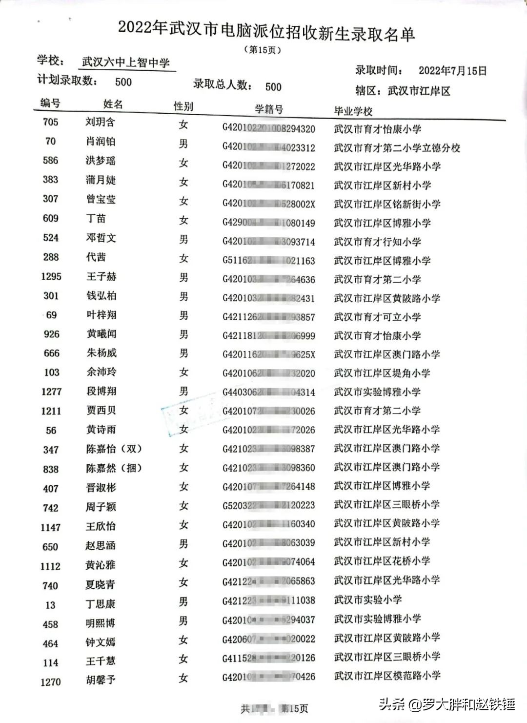 2020年武汉市小升初电脑派位,武汉市江汉区小升初电脑派位结果