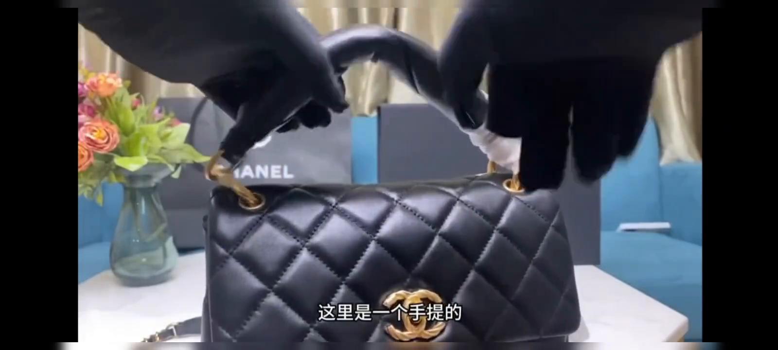 香奈儿中古撞色口盖包,香奈儿光面牛皮青蛙包新款上身