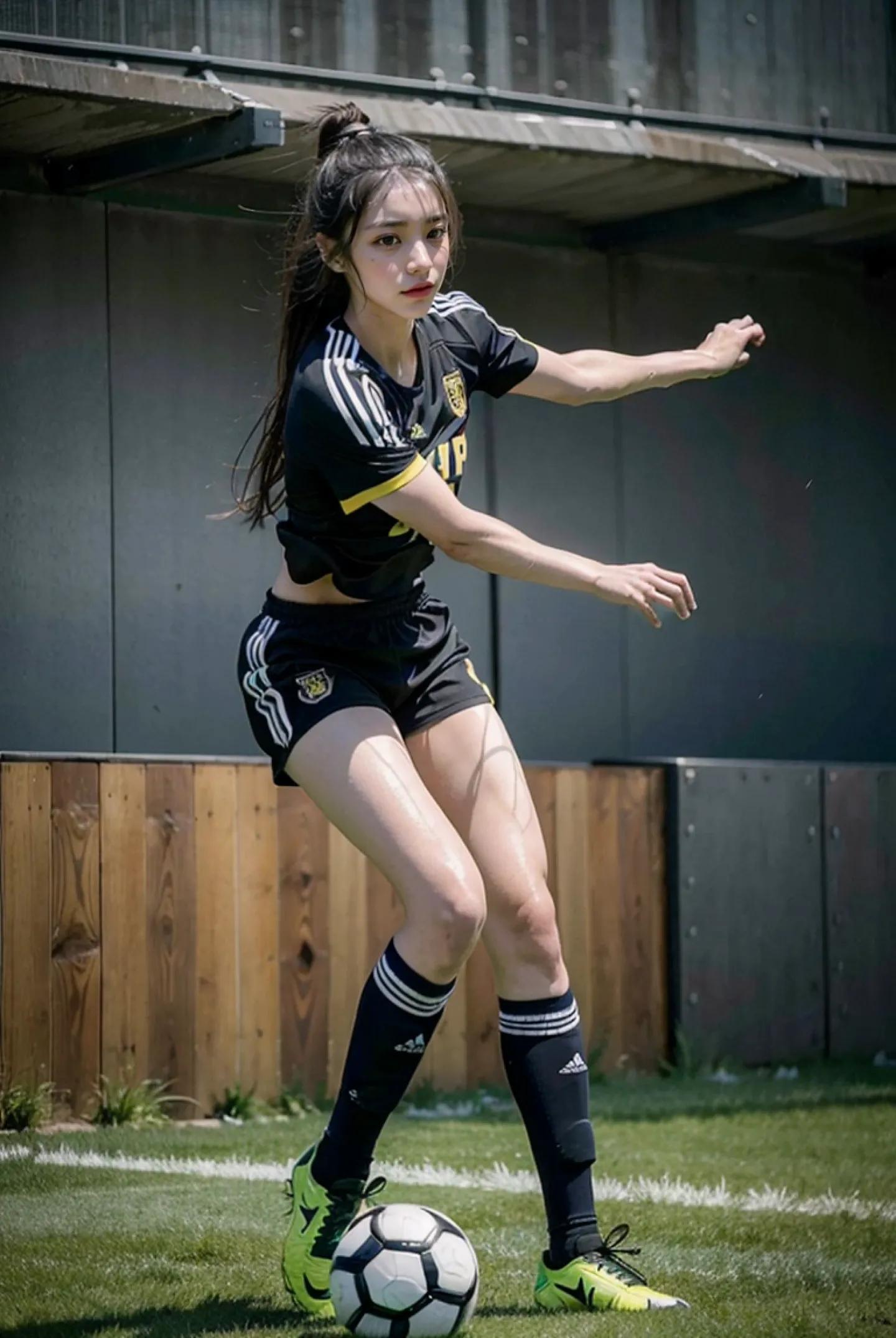 足球场上最美的女孩,足球场上挥洒汗水的少年