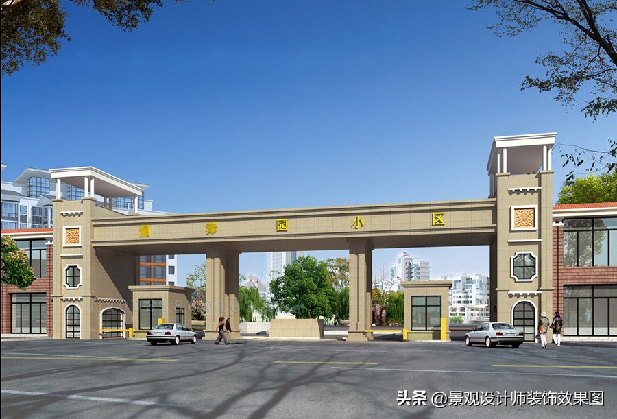 文化景区大门创意简单设计,小区景观大门口设计效果图