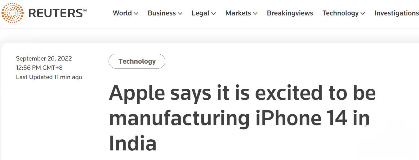 苹果宣布在印度生产iphone13,苹果发表公告