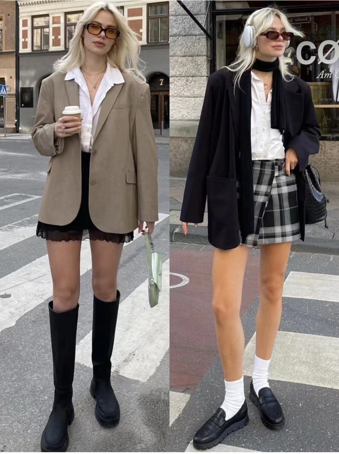 西装外套怎么搭配裙子好看气质,西装外套搭配时髦女士