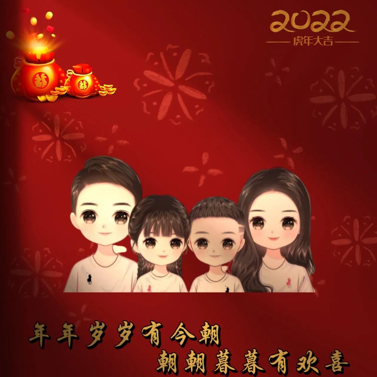 妈妈和孩子的新年亲子头像,新年背影亲子头像一家三口