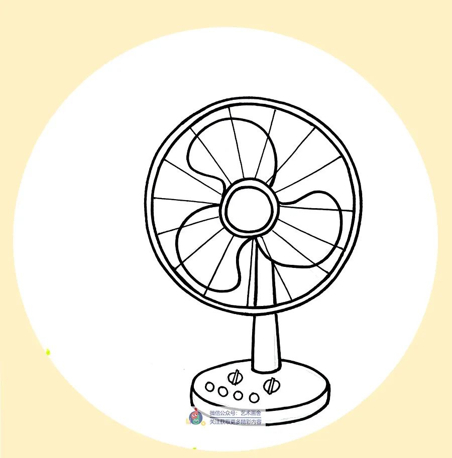 幼儿园美术作品电风扇线描,黑白线描电风扇