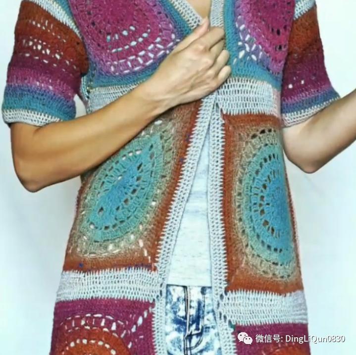 针织开衫作品,带帽针织衫开衫外套彩线