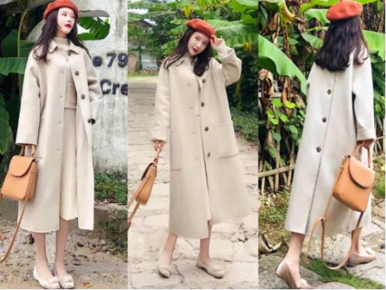 米白色羊剪绒大衣配什么裙子好看,米白色大衣秋冬怎么搭配好看