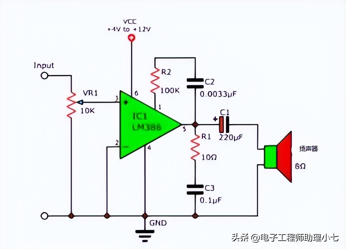 lm386音频放大电路图讲解,lm386音频功放电路工作原理