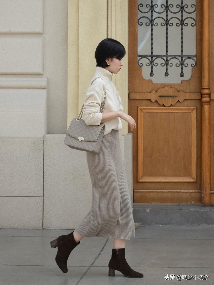 针织衫高腰显瘦开叉半身裙套装女,针织衫女裙微胖