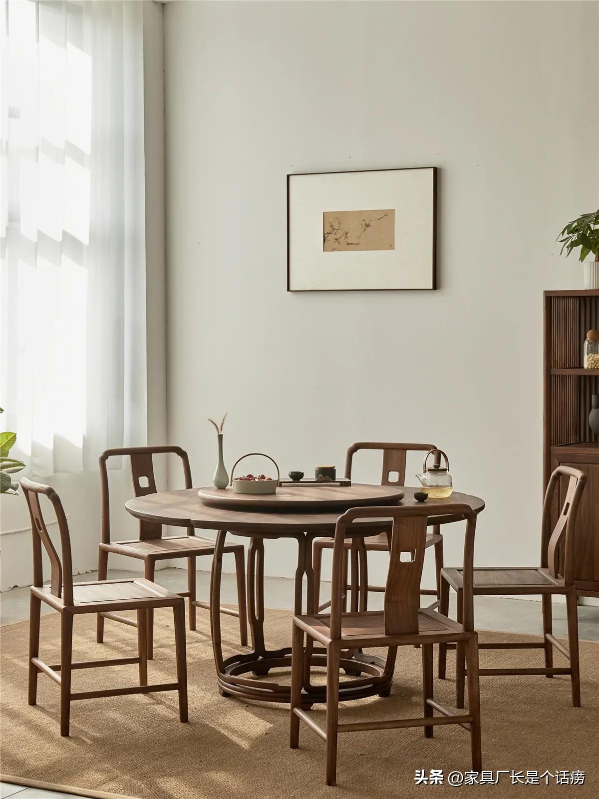 十六款新中式实木餐桌,家用实木圆餐桌轻奢风高级款