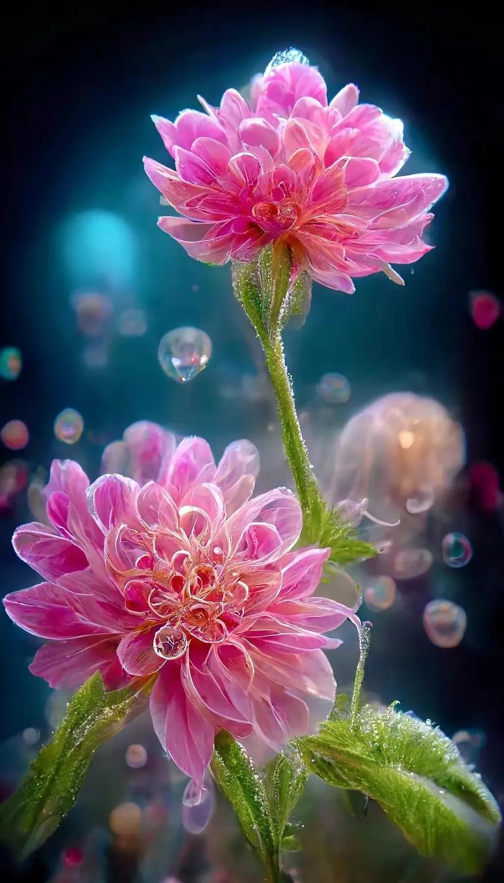 梦幻蓝色水晶花,梦幻玻璃水晶花