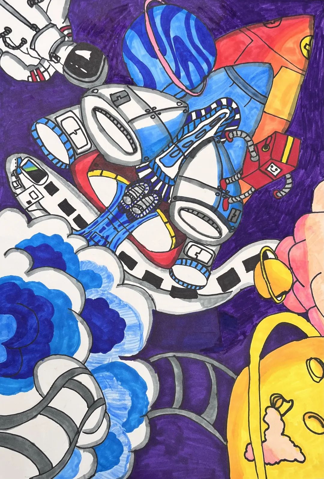 科幻画作品比赛二年级,少儿科幻绘画比赛一等奖