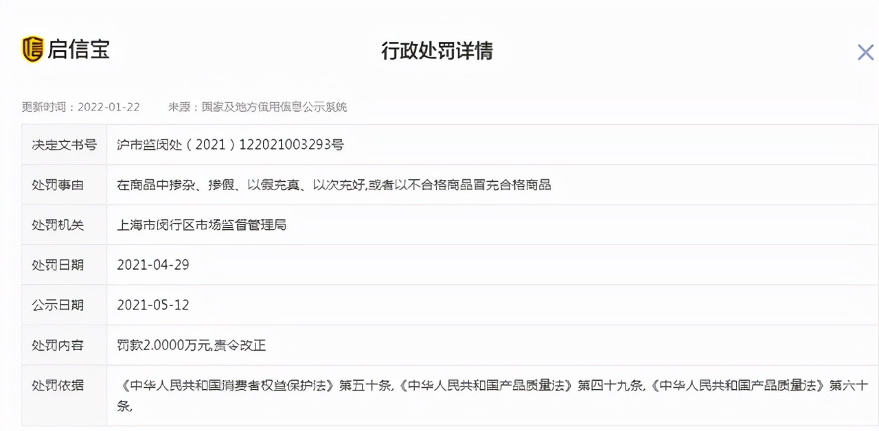 韩国衣恋牌羽绒服以次充好被罚款标价1500成本75