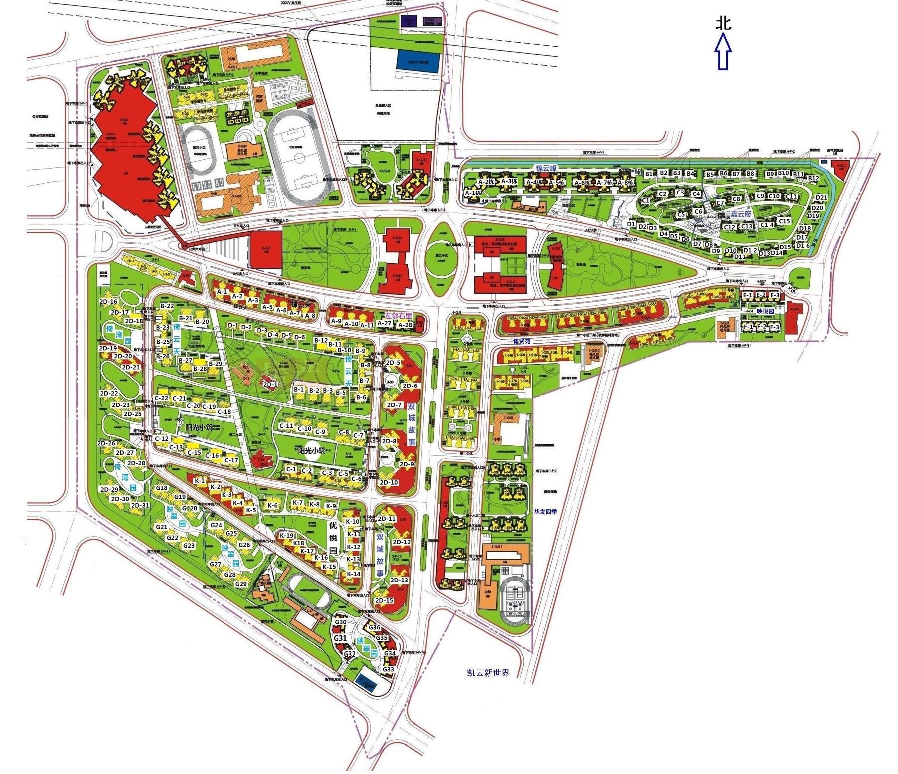 广州白云嘉禾望岗全景图,广州嘉禾望岗中轴绿地