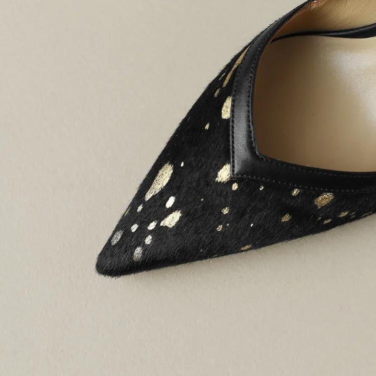 马毛豹纹高跟鞋,马海毛黑色高跟鞋