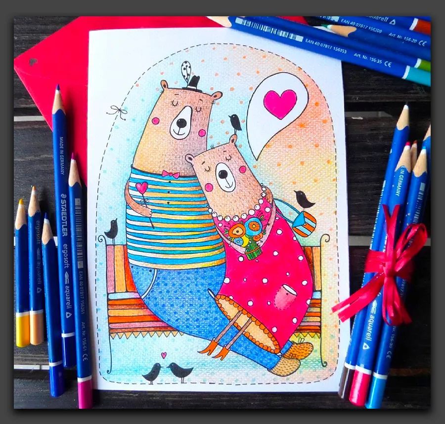 一眼让人惊艳的彩铅画,100幅适合零基础的彩铅画