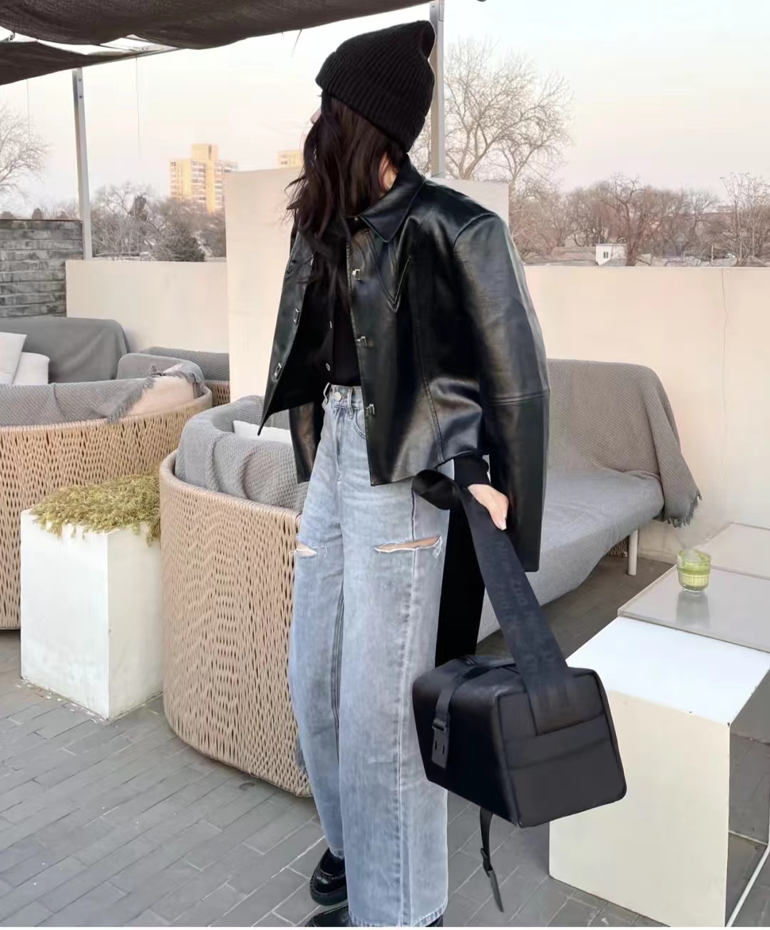 冬季黑色皮衣穿搭图片大全男,洋气黑色皮衣套装10岁