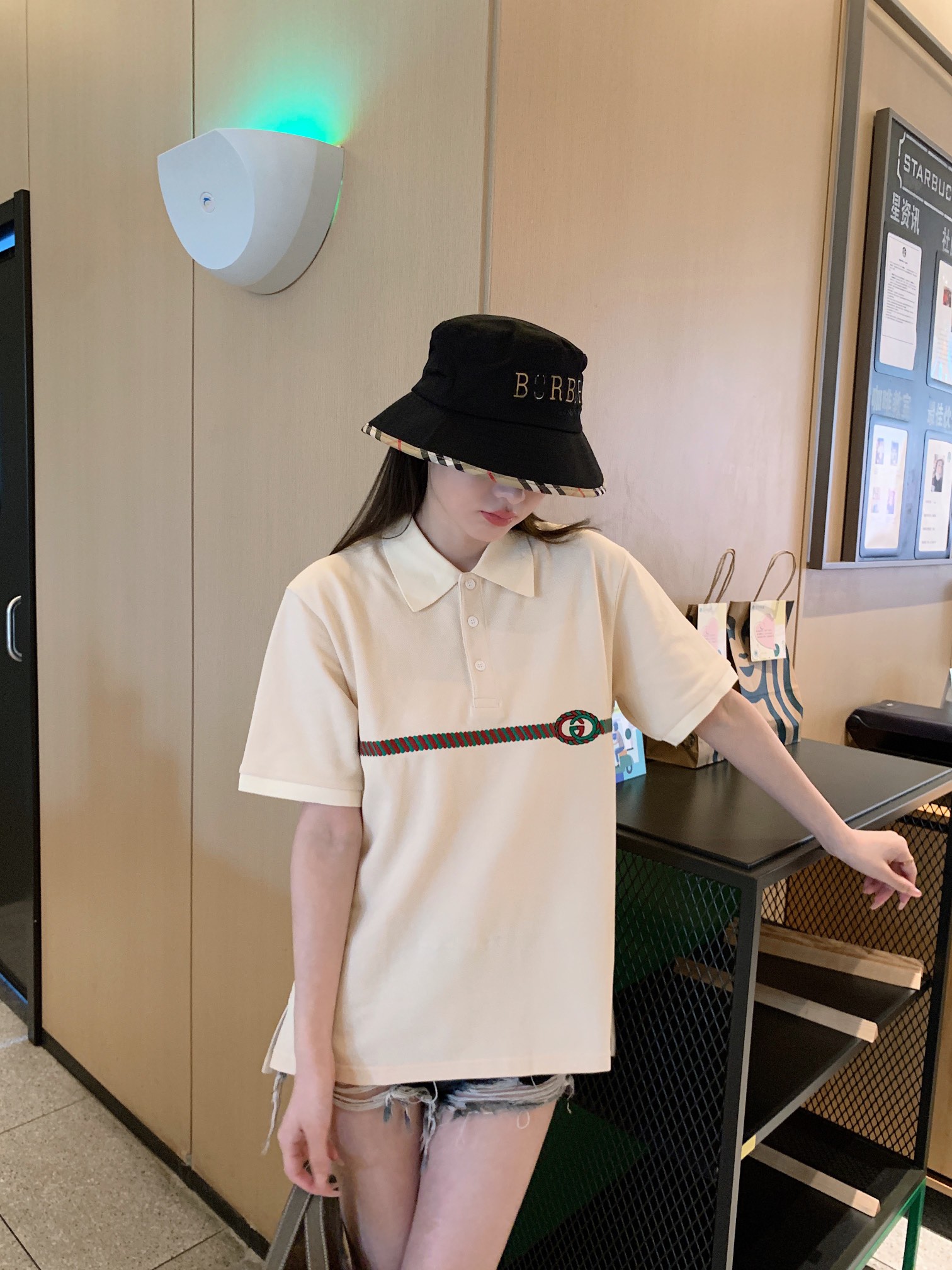 gucci腰带印花短袖 (gucci布贴刺绣提花字母短袖t恤)