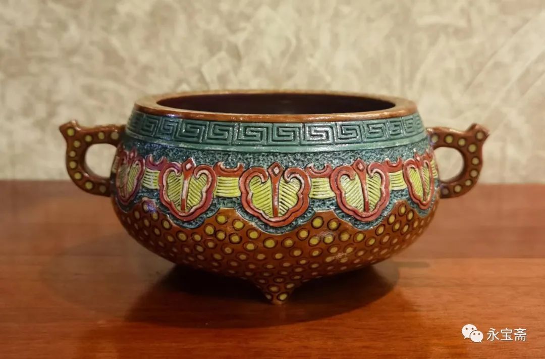 福寿双耳三足炉扬州鉴定,清乾隆铜胎掐丝珐琅龙耳三足炉